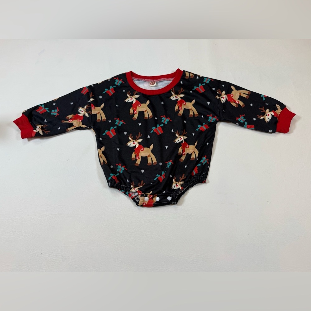Baby Romper Christmas reindeer Long Sleeve Crew Neck Jumpsuit 6-12 month (bin R) - Picture 5 of 12